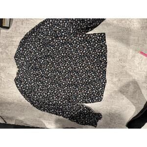 100% Silk Rebecca Taylor Floral Long Sleeve Blouse Size 8